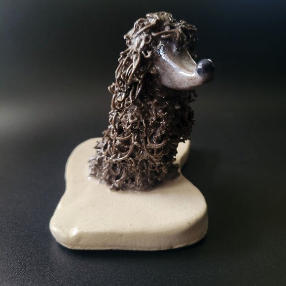 Vintage Ceramic Spaghetti Poodle Dog Figurine On Base, Vintage Dog Figurine - Picture 4 of 8